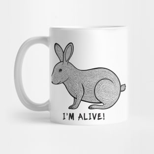 Rabbit - I'm Alive! - powerful animal ink art on white Mug